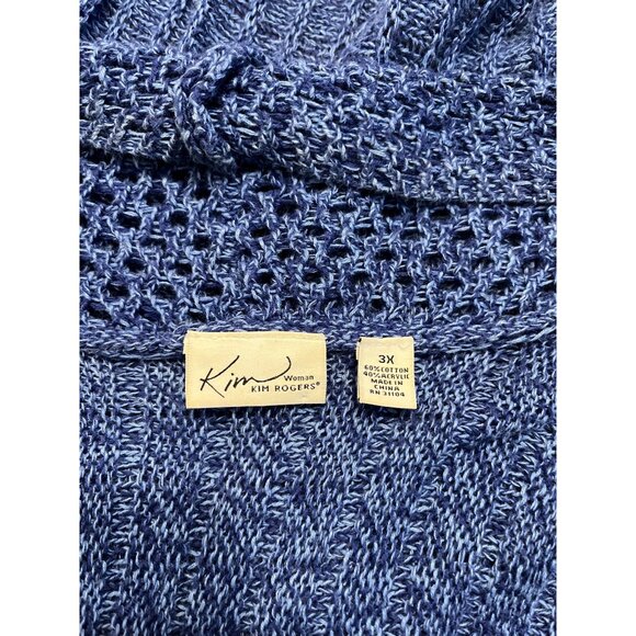 Kim Rogers Womens Open Front Knit Cardigan Sweater Blue 3X Lightweight Cozy - Picture 6 of 7